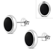 Black Onyx Oval Earrings - e359